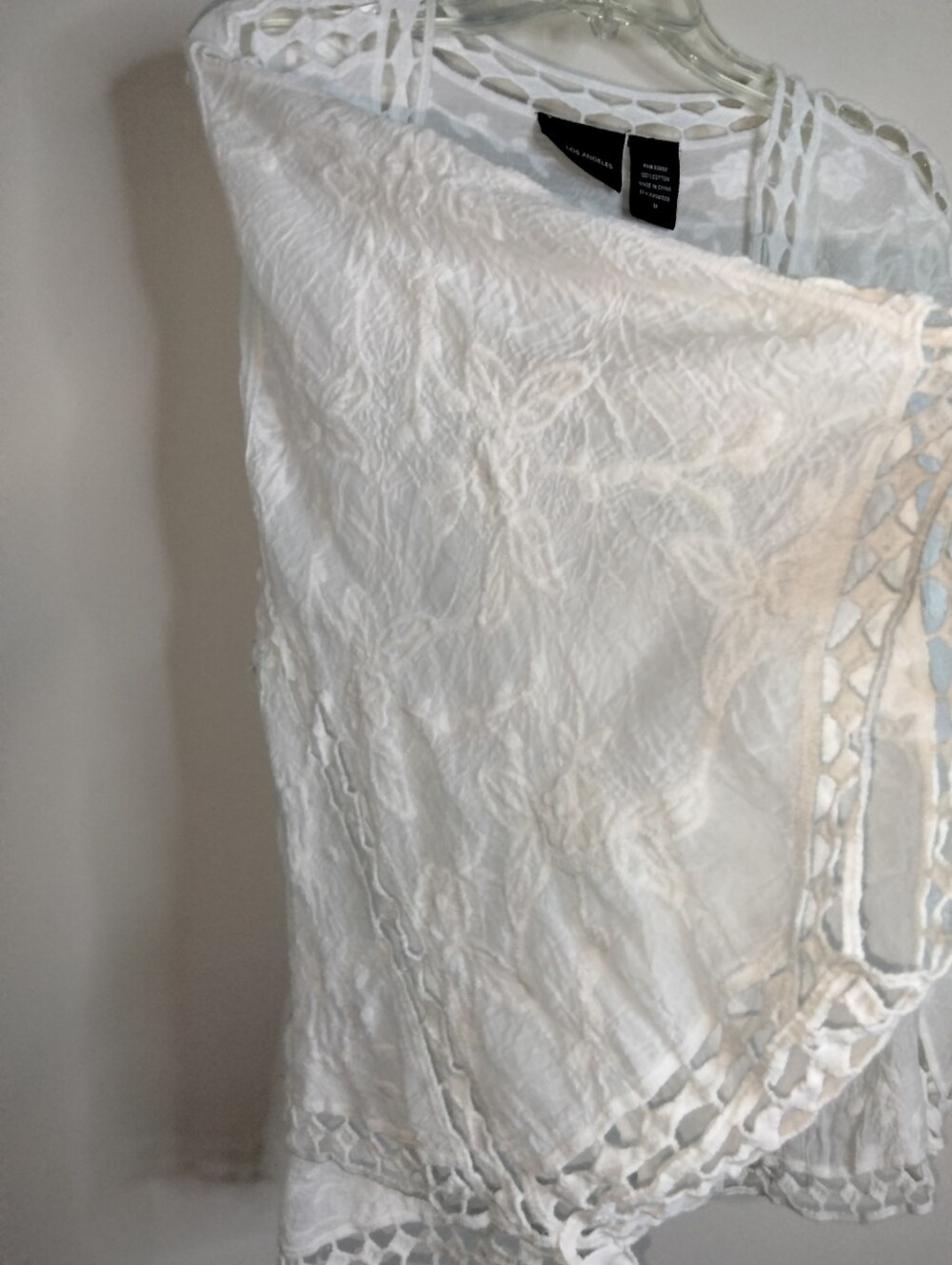 LIV Los Angeles (Size M) White Cotton Floral Embroidered Front Cocoon Cardigan - Picture 5 of 11
